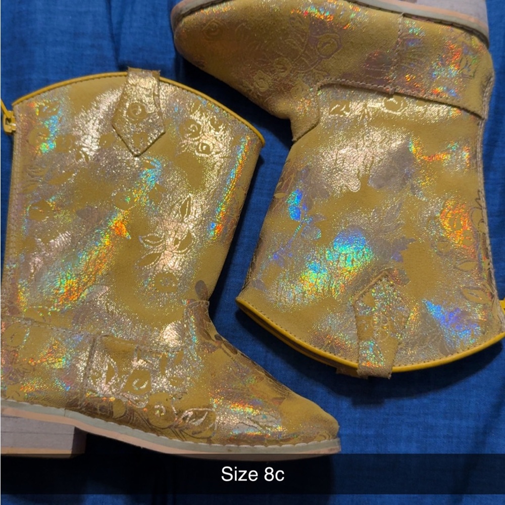 Shimmering Gold Cowboy Boots